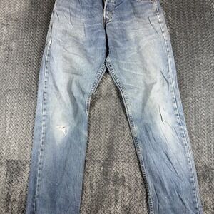 Vintage Levi's 522 Blue Denim Straight Leg Jeans High Rise 33x34 Distressed